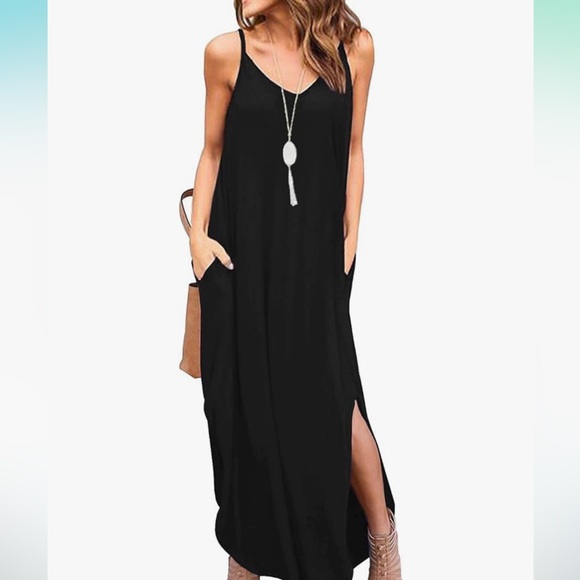 GRECERELLE Women's Summer Casual Beach Cover Up Long Maxi Dresses w/ Pocket - Picture 3 of 3